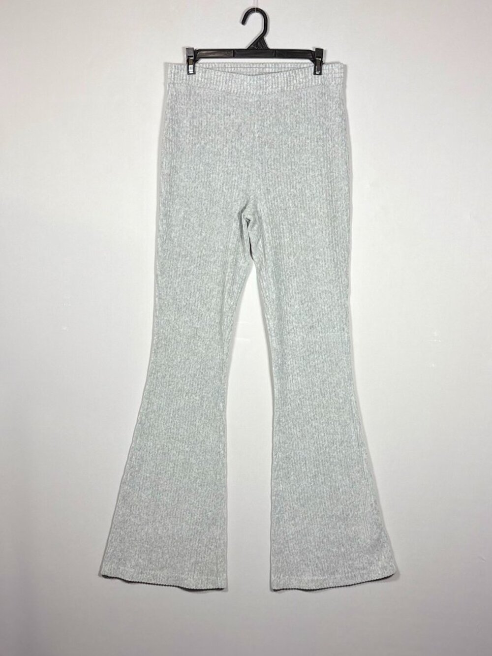 Aerie Heathered Gray Ribbed High Waisted Flare Pants Womens Size M Long